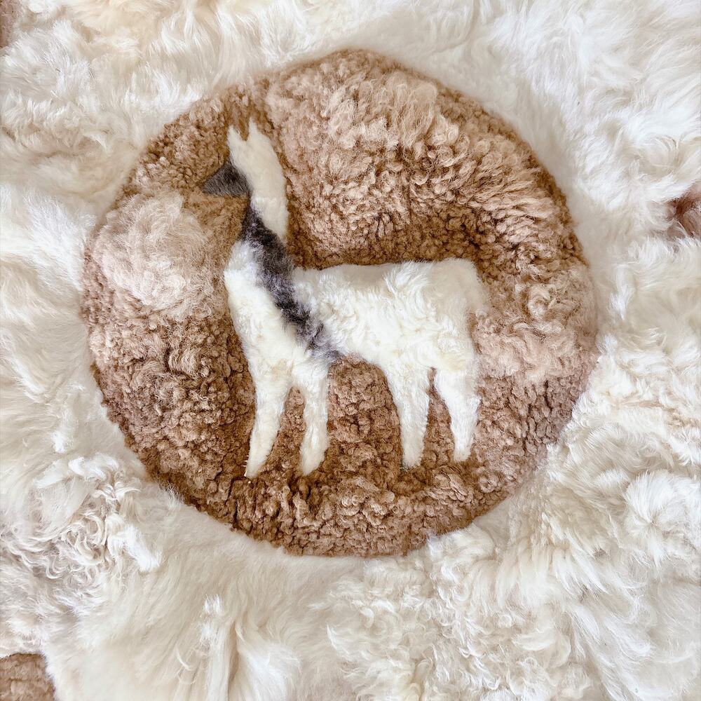 SOUTH AMERICAN ROUND PATCHWORK ALPACA FUR RUG - Picture 2 of 16